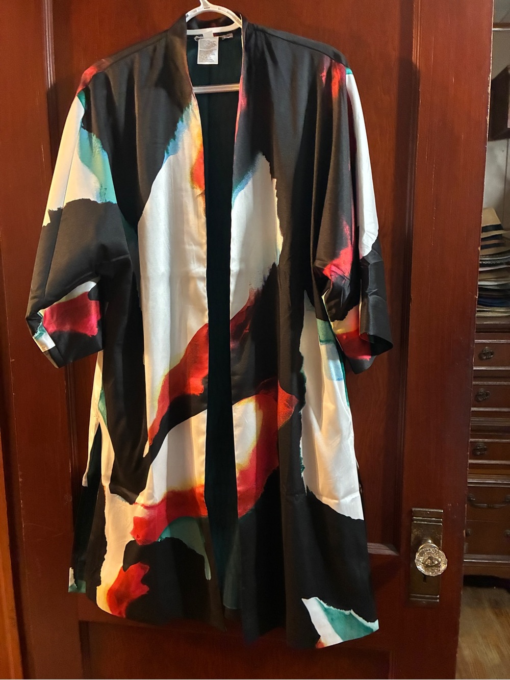 Silky Abstract Open-Front Dress Jacket - Multicolor